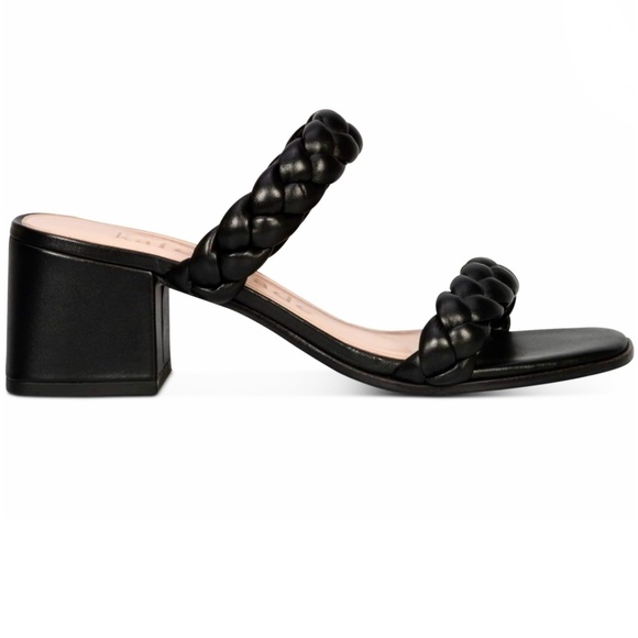 Kate Spade Juniper Black Leather Block Heel Slide Sandals Pumps Dress Shoes 8 - Picture 3 of 10